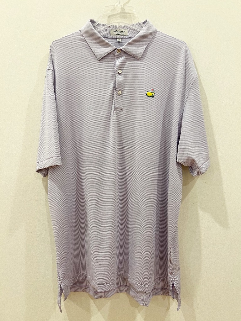 Masters Peter Millar Golf Polo Shirt Mens XXL 2XL Purple Stripe Augusta National